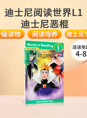 英文原版迪士尼阅读世界Disney World Of Reading L1: Disney Villains Three Wicked Tales迪士尼恶棍3故事合集 儿童分级读物