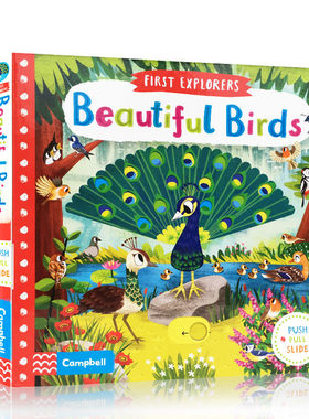 英文原版绘本First Explorers: Beautiful Birds美丽的鸟儿机关操作纸板书幼儿科普认知趣味玩具书动手锻炼游戏玩具童书0-6岁