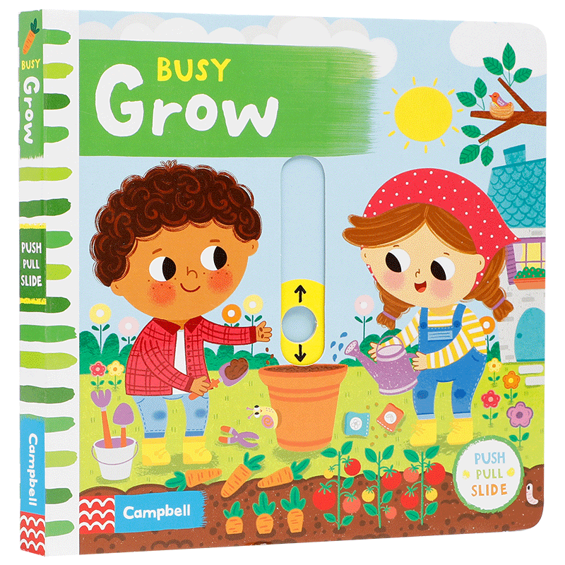 英文版Busy books系列grow忙碌的生长宝宝启蒙认知手指机关推拉书绘本好习惯养成Fire Station/zoo/supermarket公园Park机场pets