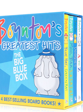 送音频 桑德拉博因顿4册绘本Santra Boynton 's Greatest Hits:Blue  Hat A to Z moo baa la 颜色字母声音动物英文原版纸板书
