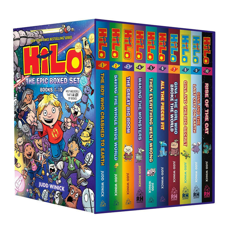 预售英文原版 Hilo: The Epic Boxed Set 希洛漫画1-10册精装盒装 全彩幽默搞笑冒险漫画故事书 10-14岁课后阅读趣味章节书 精装