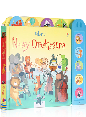 英文原版绘本Noisy Orchestra嘈杂的乐团低幼儿童启蒙发声书Usborne尤斯伯恩图书英语单词早教图画纸板书 锻炼宝宝的肢体能力