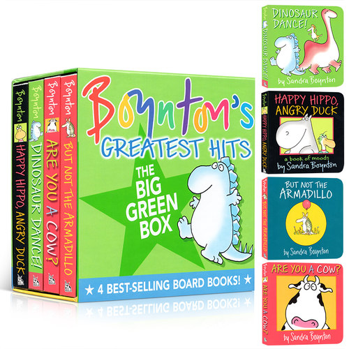 【送音频】Boynton's Greatest Hits The Big Green Box桑德拉·博因顿启蒙经典图画书英文原版儿童情绪管理绘本4册礼盒装纸板