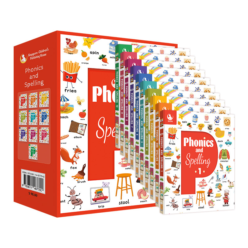 英文原版Phonics And Spelling (10册)自然拼读教材 (10册)3-5岁儿童英语启蒙练习册教辅读物轻松学习趣味阅读书籍