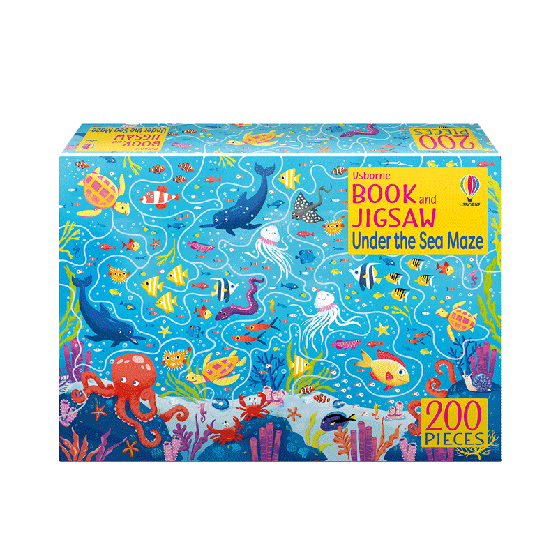 英文原版 Usborne Book and Jigsaw Under the Sea Maze 尤斯伯恩系列书与拼图：海底迷宫儿童早教益智拼图玩具附书