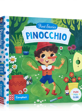 进口英文原版绘本 First Stories系列之童话篇 Pinocchio匹诺曹儿童英语纸板机关操作活动书 睡前阅读经典童话书2-6岁亲子互动