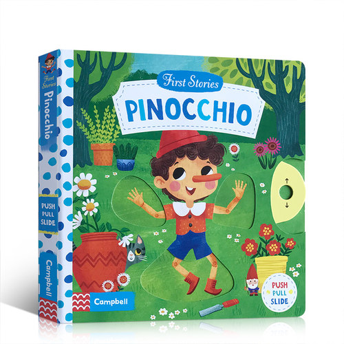 进口英文原版绘本 First Stories系列之童话篇 Pinocchio匹诺曹儿童英语纸板机关操作活动书 睡前阅读经典童话书2-6岁亲子互动