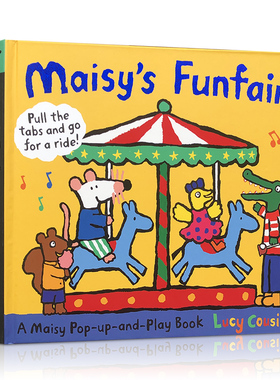 进口英文原版绘本 Maisy's Funfair小鼠波波的游乐场儿童绘本立体故事机关操作抽拉书亲子趣味阅读游戏玩具书Lucy Cousins精装