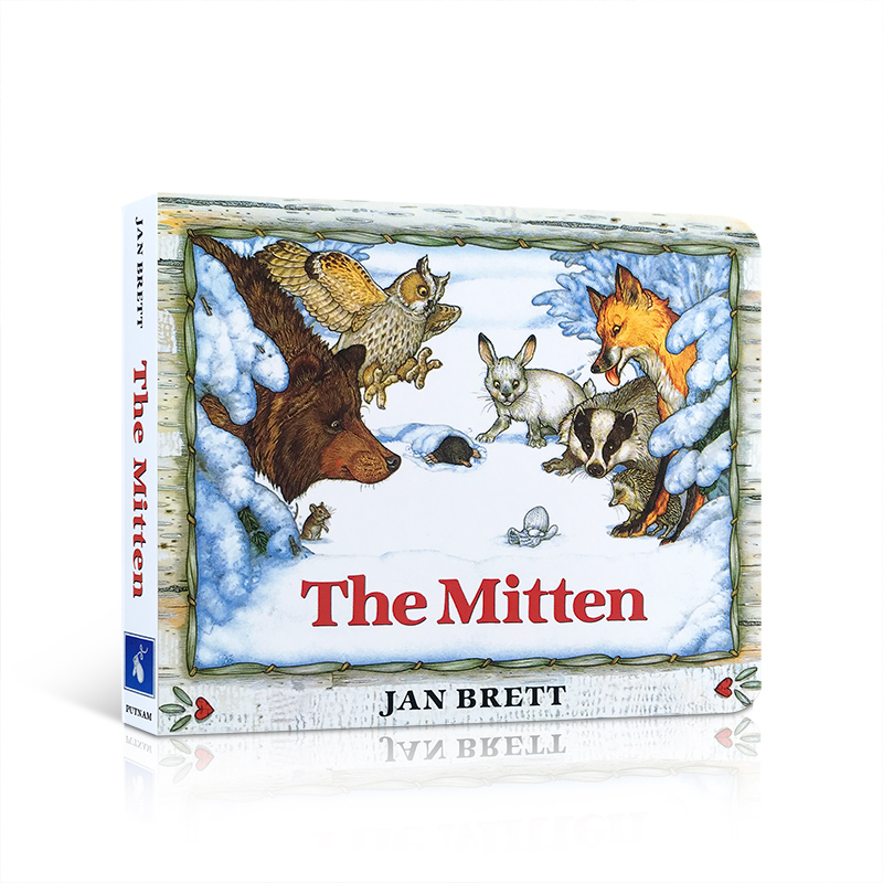 预售送音频英文原版The Mitten 小手套 Jan Brett 圣诞节儿童低幼认知启蒙纸板书 绘本 亲子睡前读物 常青藤爸爸 汪培珽第五阶书单