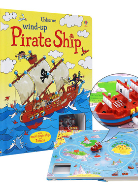 英文原版 Wind-up Pirate Ship 发条海盗船轨道书 启蒙3-6岁儿童纸板书玩具书 Usborne出品 亲子互动智力游戏提高孩子的动手动脑力