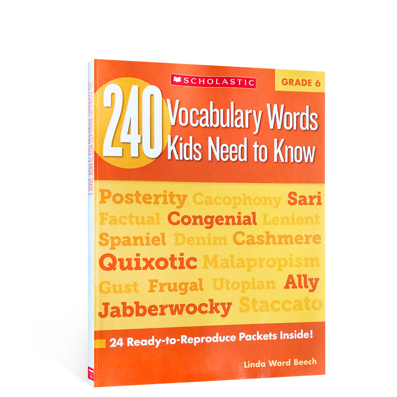 六年级孩子需要知道的240个单词240 Vocabulary Words Kids Need to Know: Grade 6英文原版Scholastic学乐儿童词汇启蒙教辅练习册