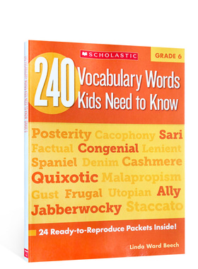 六年级孩子需要知道的240个单词240 Vocabulary Words Kids Need to Know: Grade 6英文原版Scholastic学乐儿童词汇启蒙教辅练习册