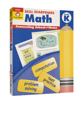 进口英文原版Skill Sharpeners Math,Grade K技能铅笔刀儿童数学练习册幼儿园大班美国加州数学知识指导平装教辅书籍Evan Moor出版