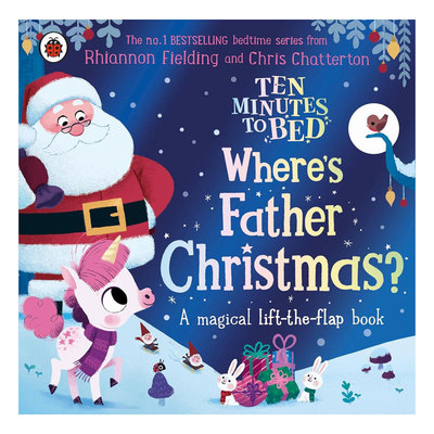 英文原版Ten Minutes to Bed: Where's Father Christmas?睡前十分钟 圣诞老人在哪里翻翻机关互动冒险纸板书2-6岁