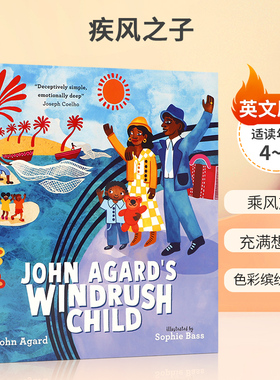 英文原版 疾风之子 John Agard's Windrush Child 4-8岁乘风旅行 色彩缤纷的插图 充满想象力的睡前冒险故事 平装绘本