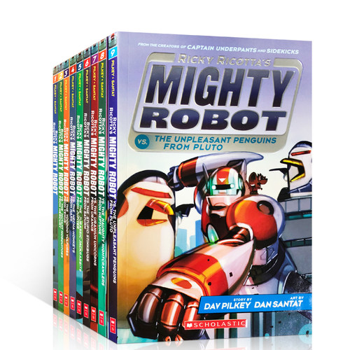 Scholastic 威猛机器人【9册】英文原版书Ricky Ricottas Mighty Robot / RICOTTA'S 儿童全彩动漫章节桥梁书 课后英语阅读4-8岁