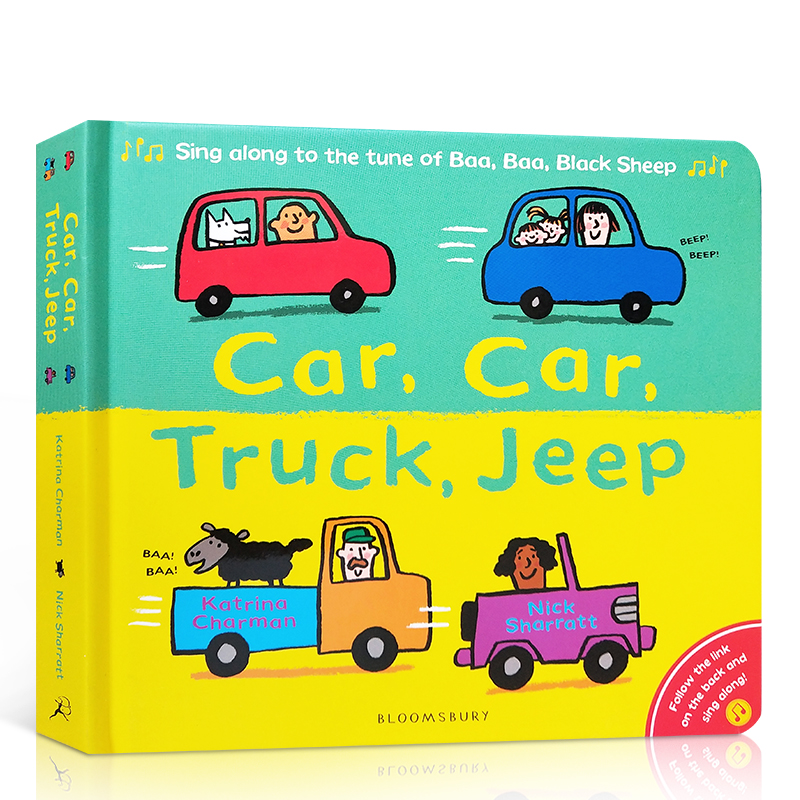 预售英文原版绘本Car, Car, Truck, Jeep 汽车，汽车，卡车，吉普车各种交通工具认知进口英语启蒙低幼儿童英语图画纸板书亲子互动