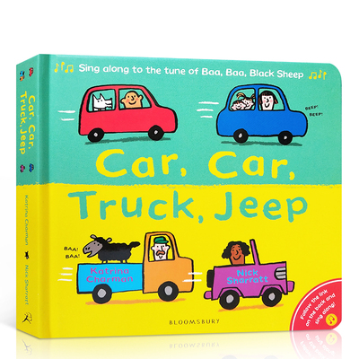 英文原版绘本Car, Car, Truck, Jeep 汽车，汽车，卡车，吉普车各种交通工具认知进口英语启蒙低幼儿童英语图画纸板书亲子互动