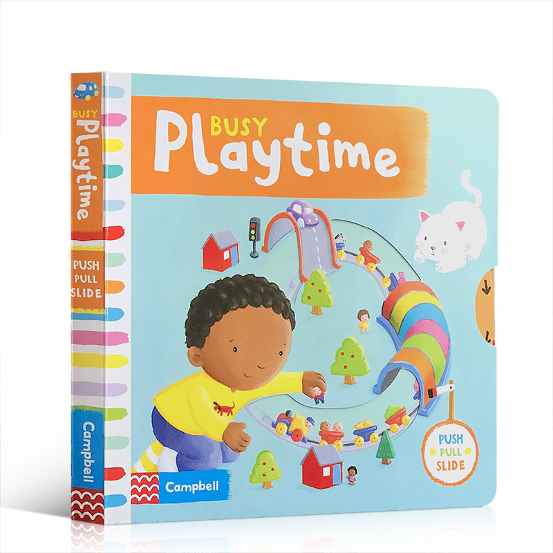 英文原版Busy book系列Playtime忙碌的玩耍时间躲猫猫游戏宝宝启蒙认知手指机关操作推拉书绘本好习惯养成zoo公园Park机场Airport
