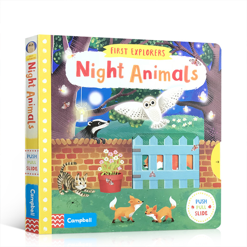 小小科学探险家 夜行动物 First Explorers Night Animals 幼儿科普 抽拉机关操作纸板书 儿童知识认知趣味玩具书英文原版绘本 书籍/杂志/报纸 原版其它 原图主图