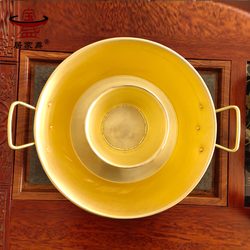 紫铜锅特厚大铜锅黄铜锅涮肉铜锅炖煮子母铜锅老灶电磁炉紫铜火锅