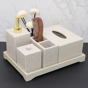 酒店民宿洗手液瓶木梳架纸巾盒卫生间洗漱用品套装香薰样板房摆件