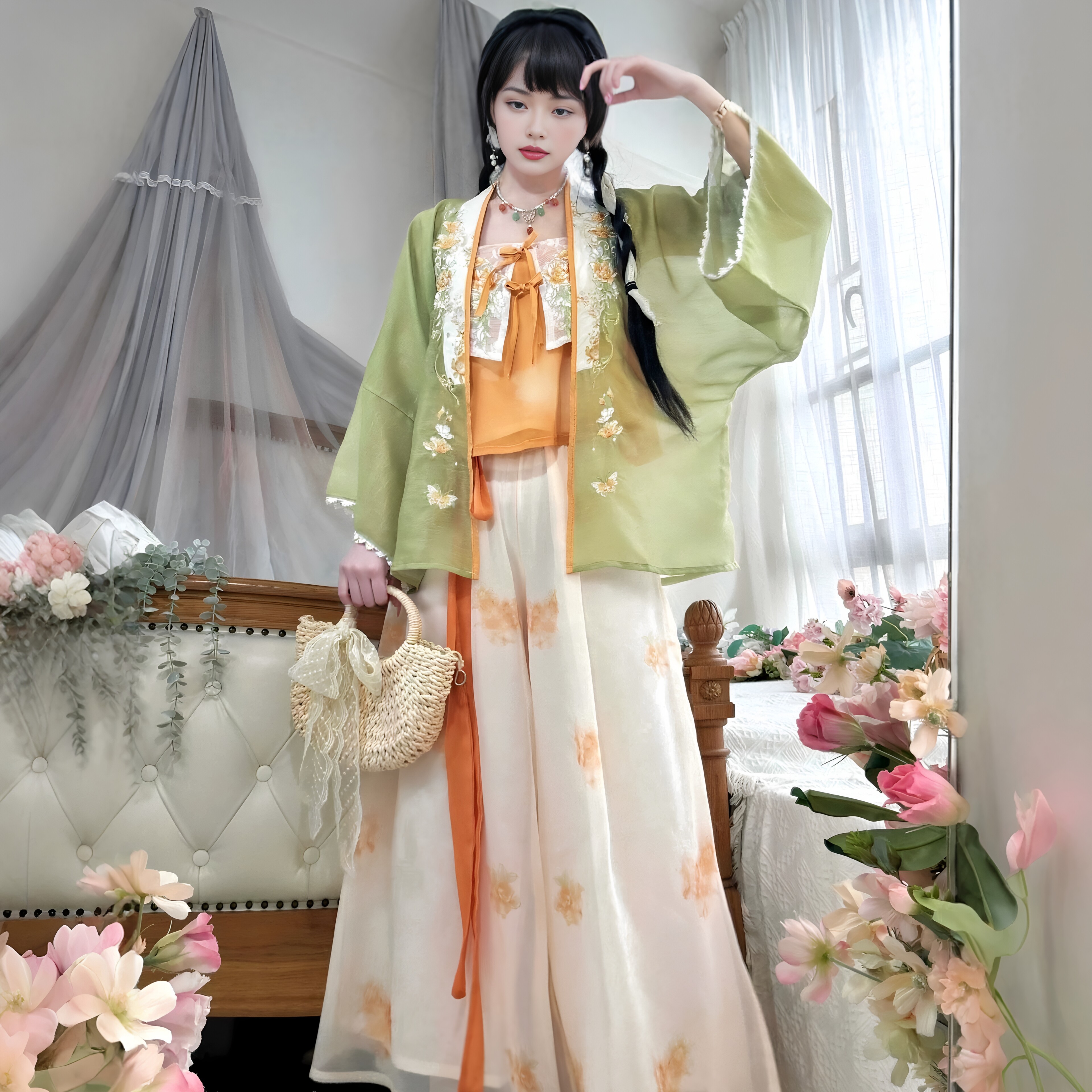 宋制改良汉服女2026春夏新款套装