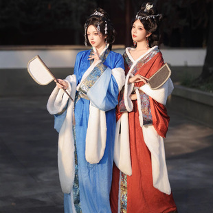 新款 汉服女秋冬战国袍魏晋制南北朝交领复原直裾拖尾襦裙宫廷古装