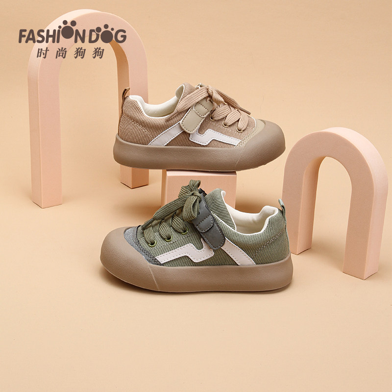 时尚狗狗小童软底帆布鞋春秋新款防撞男女童鞋幼儿园防滑软底板鞋