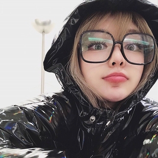 韩版ins周扬青网红同款潮黑色眼镜女大框方框圆显脸小平光近视镜