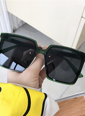 超大框复古方形绿色墨镜网红女大脸显瘦遮阳太阳镜男士方框街拍潮