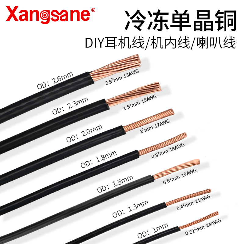 发烧级6N单晶铜HIFI单支多股线耳机线机内线信号线电源线散线超软