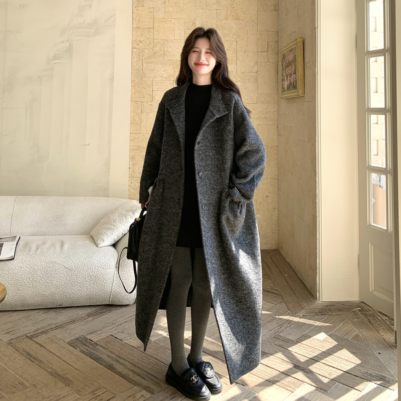 新品长款双面羊绒外套D2576P335K468,女装毛呢外套,2C172