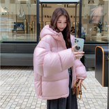 短款白鸭绒面包服外套女2025年冬季新款时尚加厚宽松连帽羽绒服潮，女装羽绒服，2C172