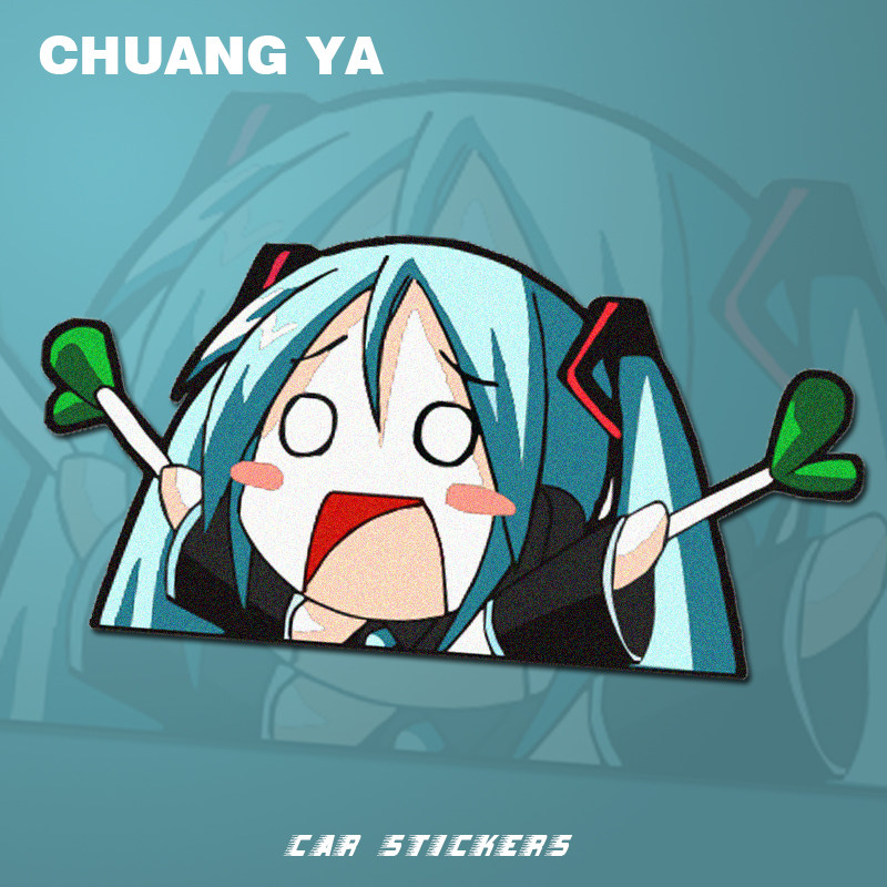 初音未来雪卡通动漫画二次元车门玻璃电动车防水装饰车贴