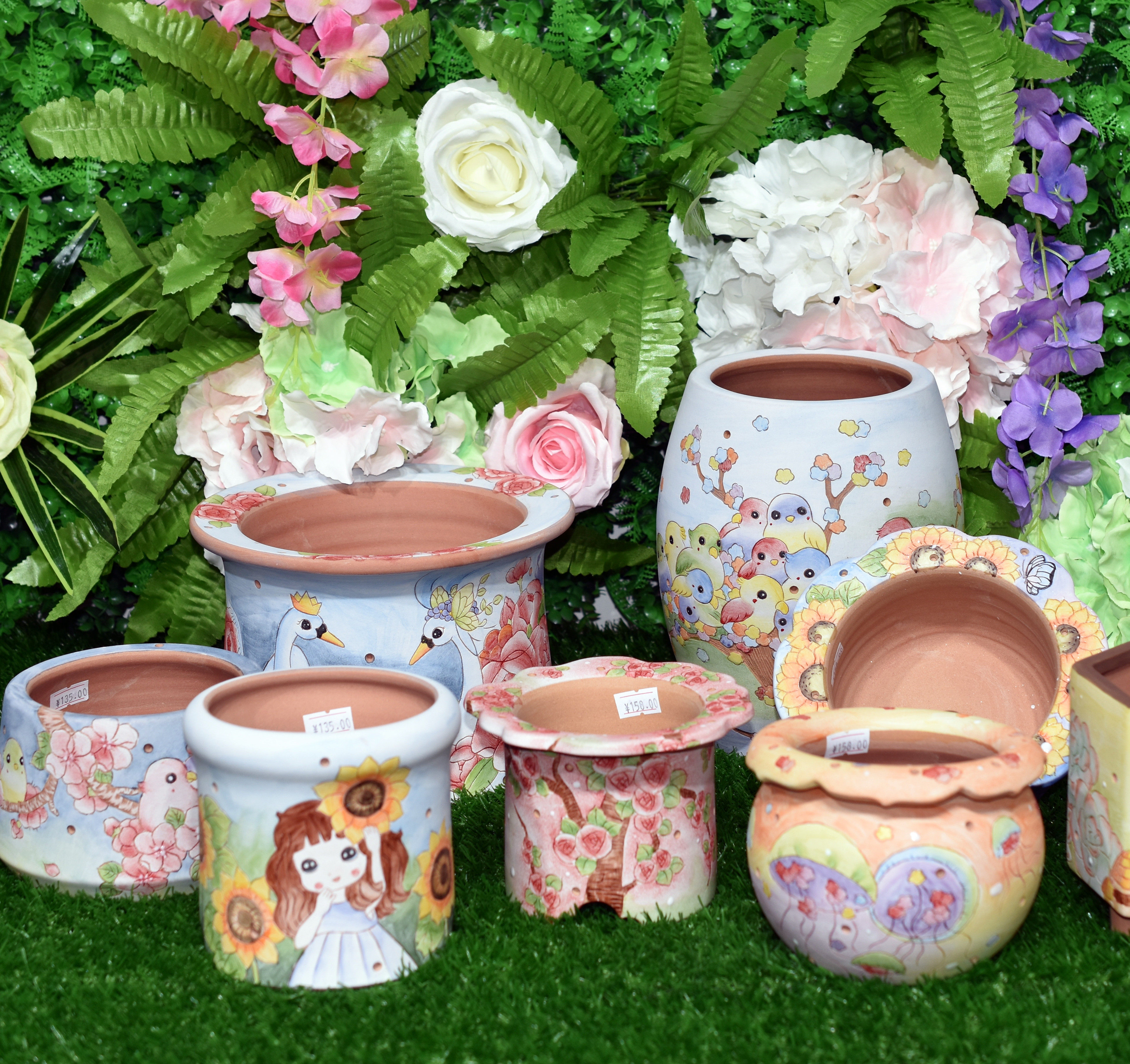 精品韩式 mose墨色 手绘大中小号圆形方口pp老桩飞碟顶冠多肉花盆