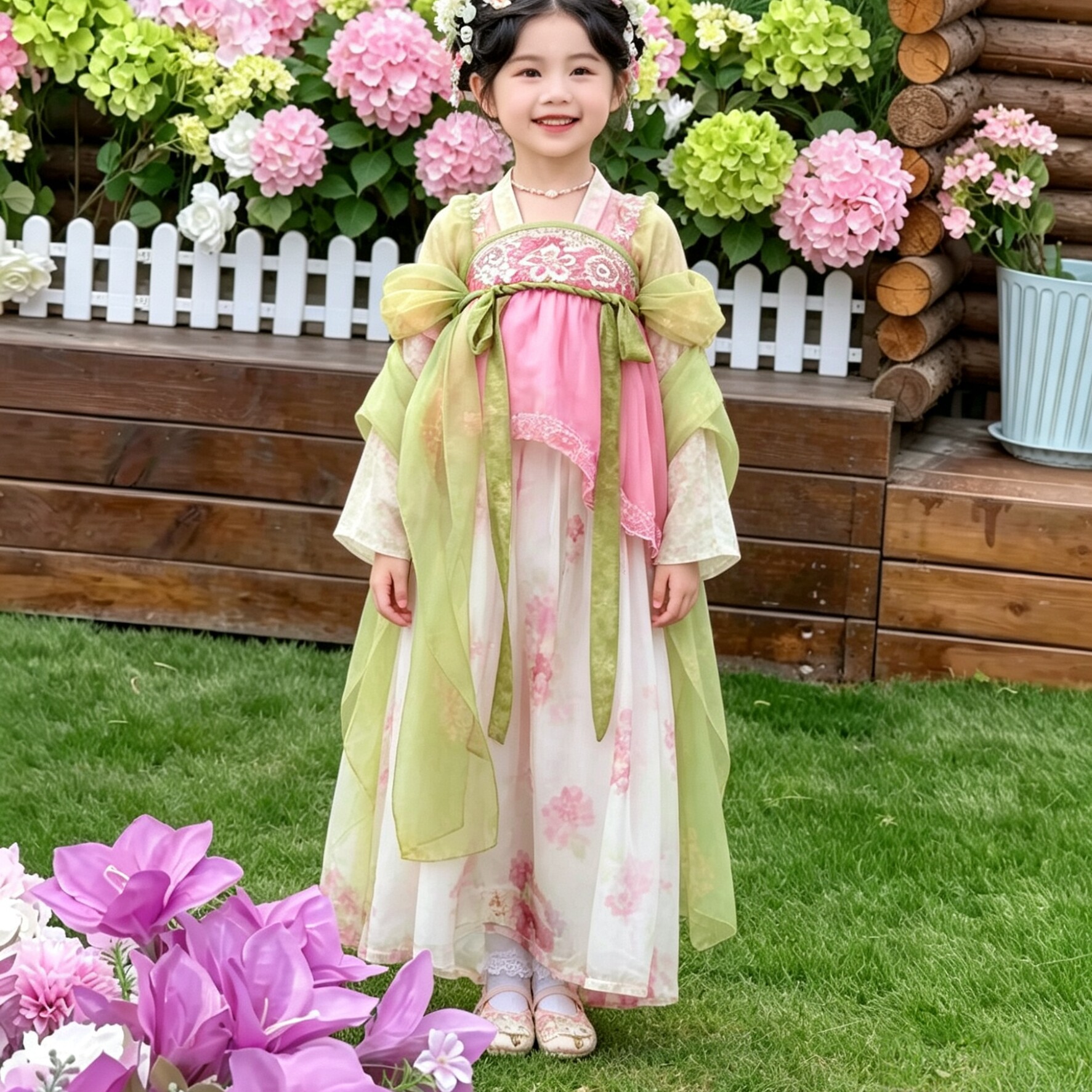 汉服女童儿童古装襦裙中国风少女感国风超仙春夏装表演服舞蹈服