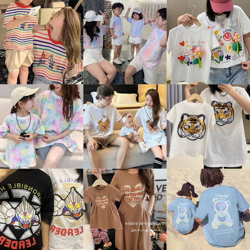 亲子装母女装夏季女童短袖连衣裙
