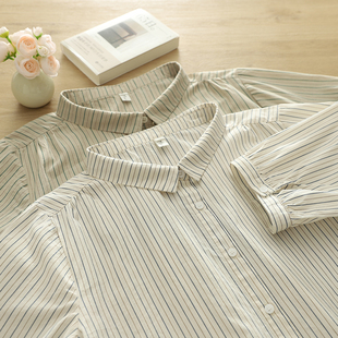 2025夏装新款条纹衬衫女韩版设计感通勤显瘦港风短袖宽松衬衣女