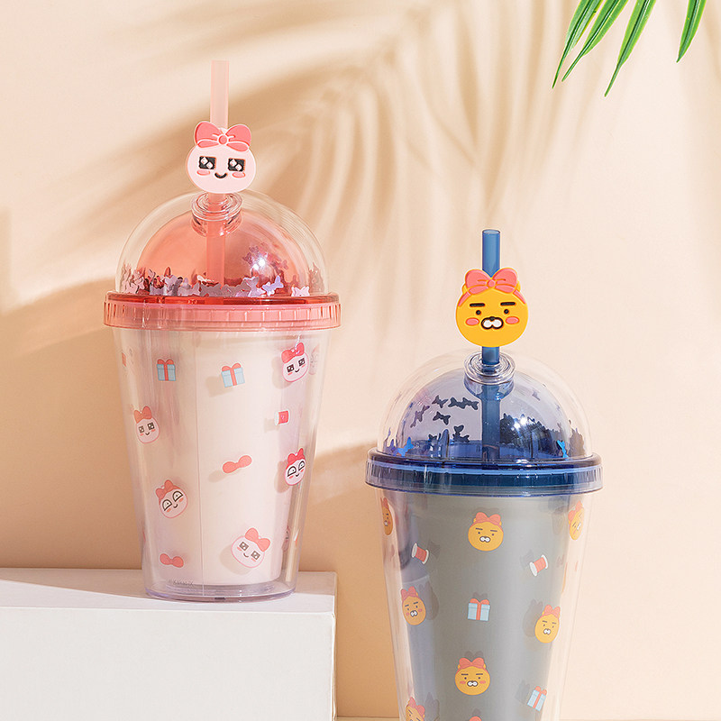 MINISO名创优品Kakao Friends 创意网红吸管双层水杯学生夏天可爱在类目 餐饮具, 杯子/水杯/水壶, 吸管杯中 - 来自Buy2taobao.com提供专业的淘宝代购服务