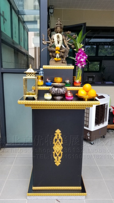 北京定做四面神展柜泰国佛牌柜家用神台四面佛牌展示柜供桌阶梯柜