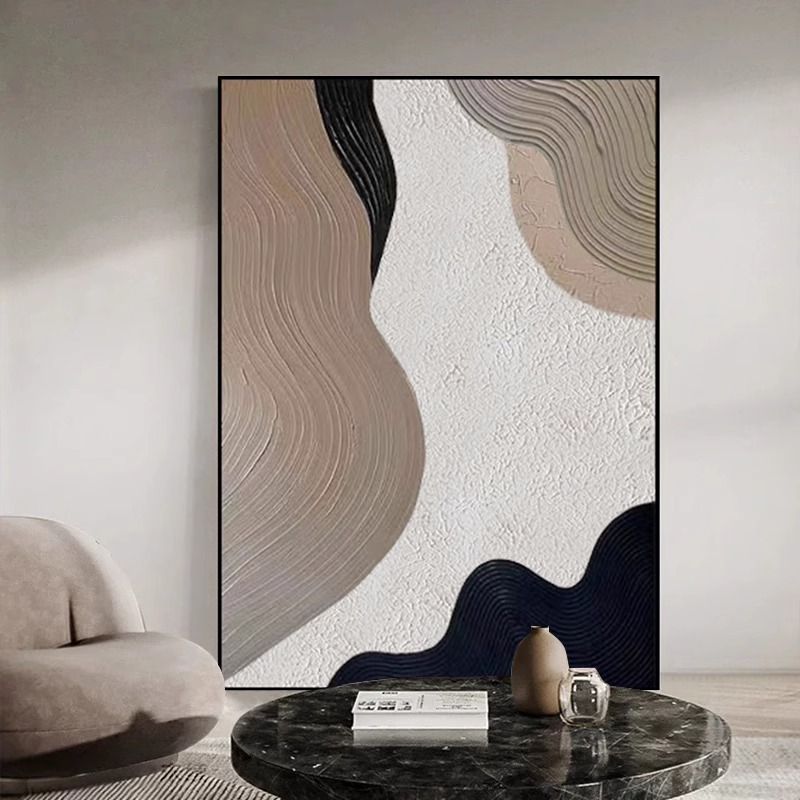 纯手绘油画轻奢玄关挂画立体肌理色块客厅落地装饰画餐厅挂画图片