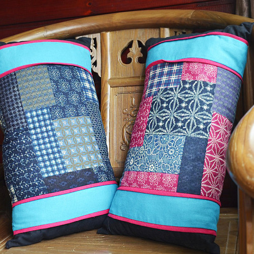 中式腰枕几何图案枕头靠枕含芯子