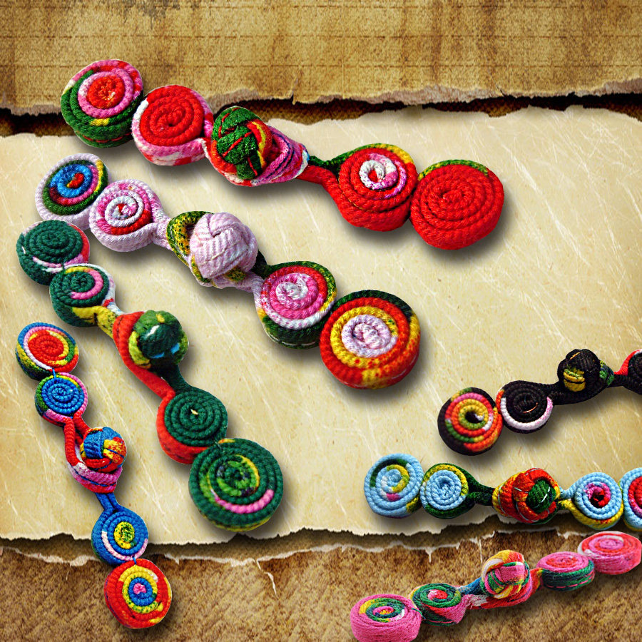 丹凤创意:手工盘扣唐装扣旗袍扣纽扣葫芦盘扣二饼扣(七色入)