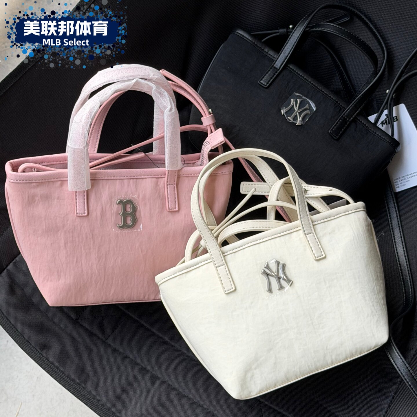 MLB正品女子NY尼龙时尚休闲便携迷你托特手提包单肩挎包3ACRVN16N