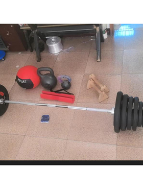 150公斤包胶杠铃足重20公斤2.2米奥杆铁心片5和10各4 15  20各2