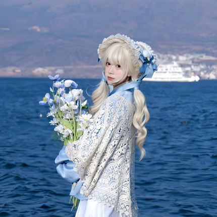 田园风洛丽塔草帽汉洋折衷多色蕾丝蝴蝶结扁帽lolita发饰遮阳帽子