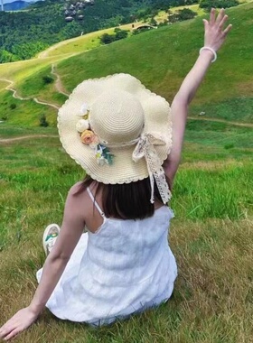 夏季出游沙滩田园风度假遮阳草帽