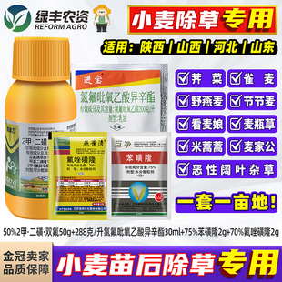 小麦田苗后专用除草剂阔叶杂草猪殃殃小飞蓬荠菜农药烂根剂套装