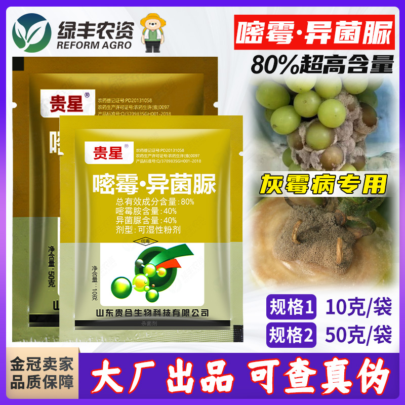 贵星80%嘧霉胺异菌脲 葡萄草莓西红柿韭菜灰霉病专用药农药杀菌剂